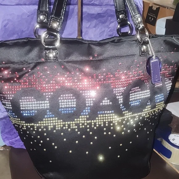 Coach Special Edition Holiday Tote Bag with Multicolor Shimmering Accents Euc - Picture 16 of 16